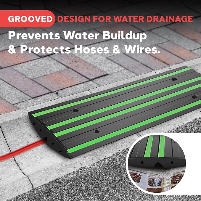 Pyle 4 ft. Rubber Threshold Curb Ramp, Heavy Duty, Non-Slip Car Ramp - Image 6