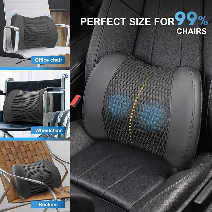 Memory Foam Lumbar Support Cushion Relieves Lower Back Pain Car Seat Office - Image 8