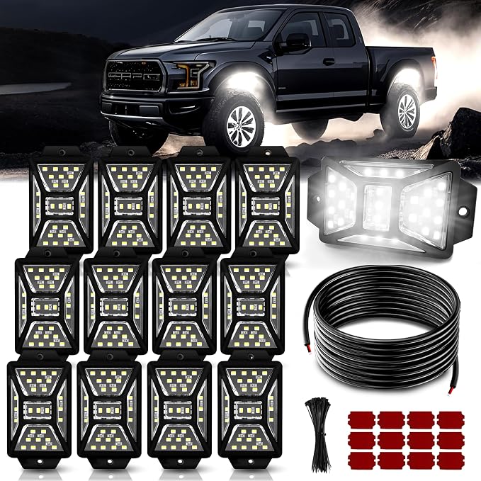 12 Pods 324 LED White Rock Lights by AutoBuero