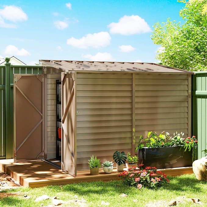 Outsunny 4.6' x 9' Steel Outdoor Storage Shed, Lean to Shed, Metal Tool House by Outsunny
