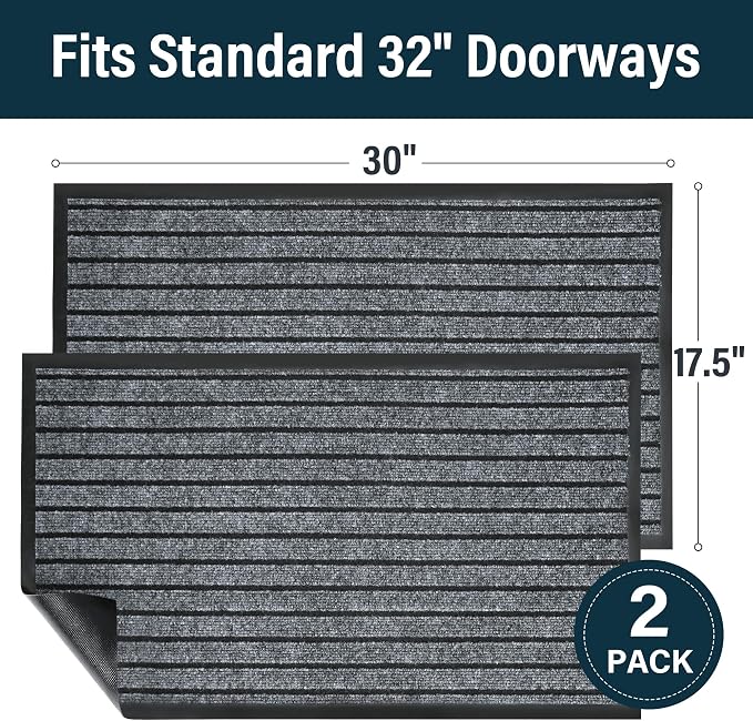 LotFancy 30" x 17" Set of 2 Front Door Mat - Image 2