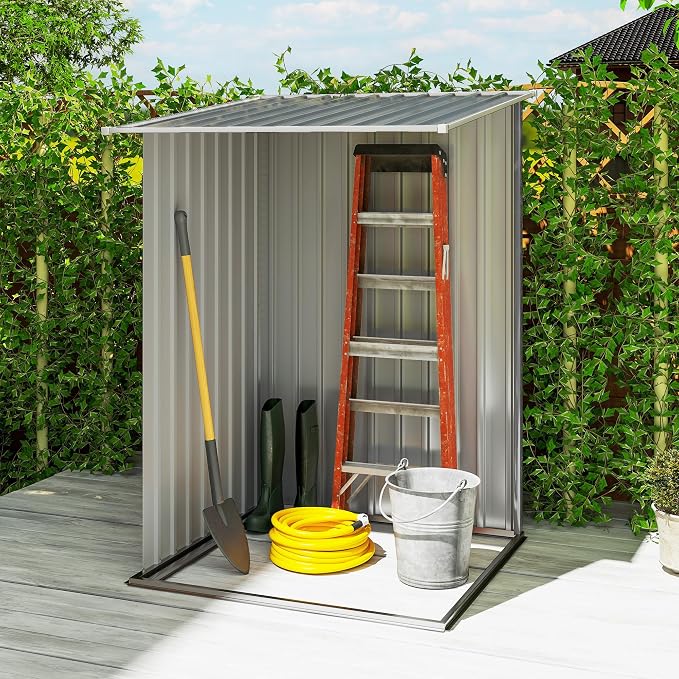 Outsunny 3.3' x 3.4' Outdoor Storage Shed, Metal Garden Tool House - Image 6