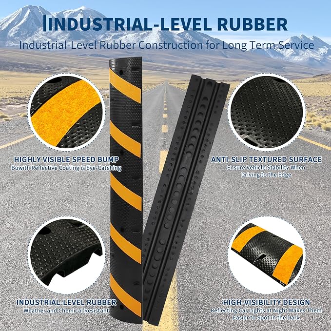6FT Speed Bumps Wite End for Road, Heavy-Duty 25, 000 Lbs Capacity Traffic - Image 5