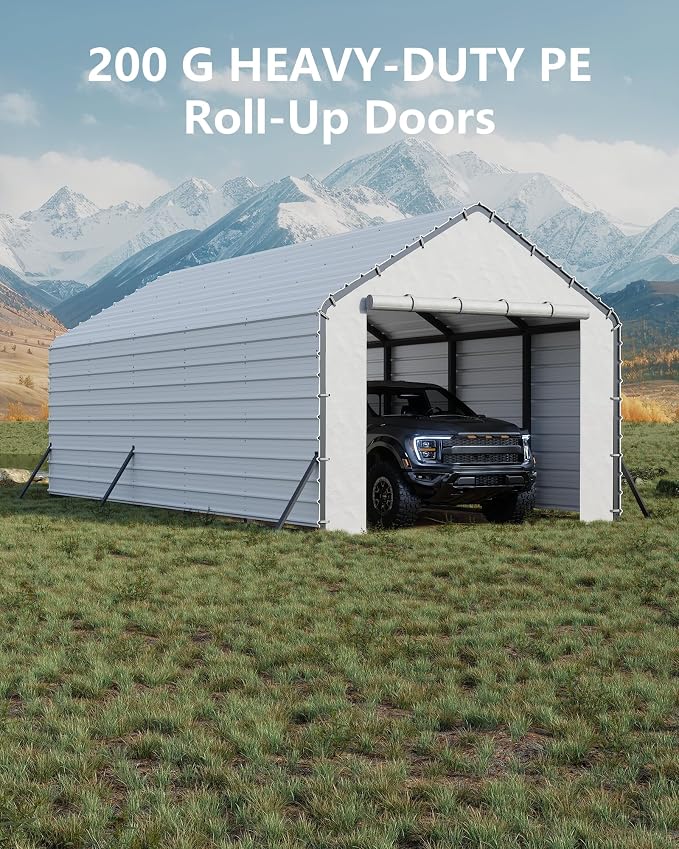 Door Panels with Zippers Tarp for Metal Carport 13x26 Ft, 13x21 Ft, and 13x16 Ft - Image 2