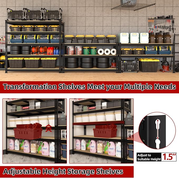 3 Packs 48" W x 24" D x 72" H Adjustable Garage Storage Shelves - Image 5