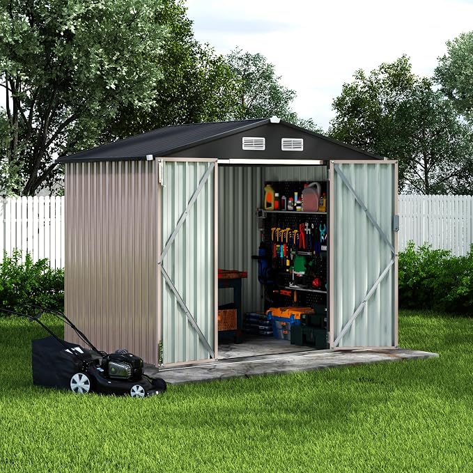 6x8x6.4 FT Outdoor Storage Sheds, Metal Garden Tool Shed by GarveeLife