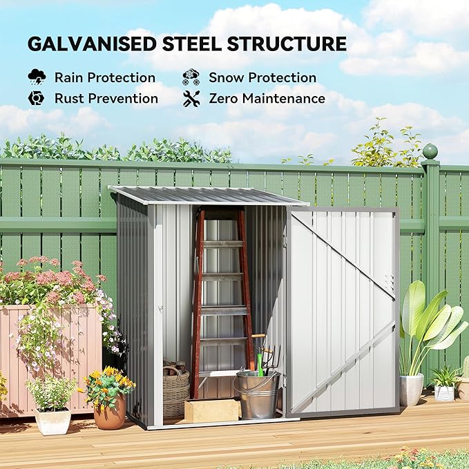 Outsunny 3.3' x 3.4' Outdoor Storage Shed, Metal Garden Tool House - Image 3