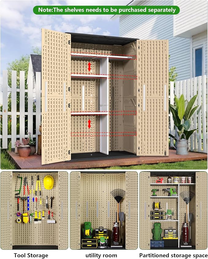 Vertical Storage Shed Shelf, Weatherproof Metal Shelf - Image 3