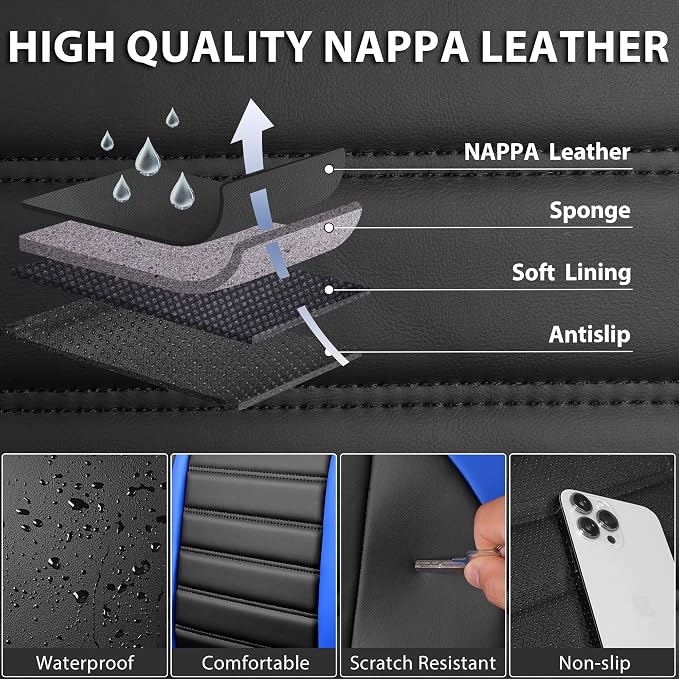CAR PASS Nappa Leather Car Seat Covers Front Seats, Luxury Seat Protector - Image 4