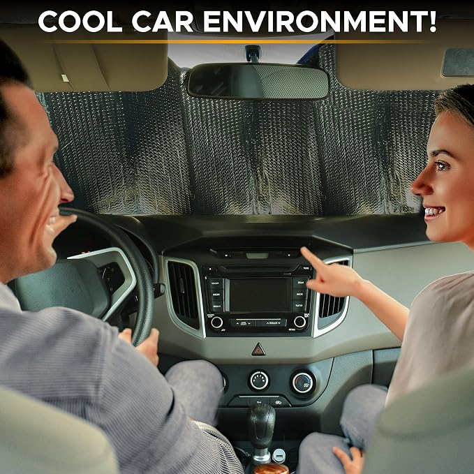 EcoNour Accordion Car Windshield Sun Shade | Foldable Car Window Shades - Image 2