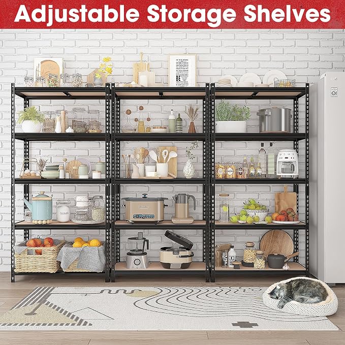 2 Pack 5 Tier Garage Shelving Unit, Adjustable Garage Storage Utility Rack - Image 8