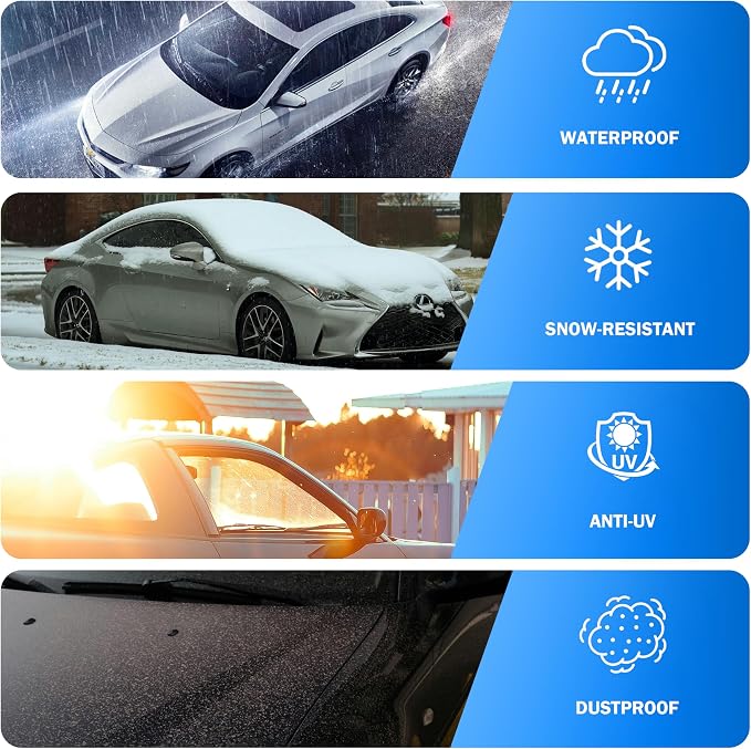Car Cover Waterproof All Weather Outdoor Windproof Dustproof UV Protection Fit - Image 4