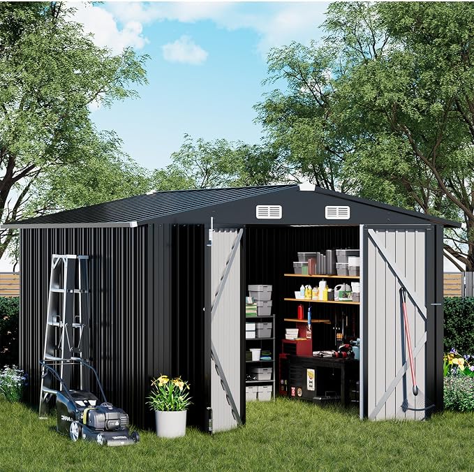 COMHOMA Shed Outdoor Storage Shed Metal, Lockable Doors Tool Sheds - Image 2