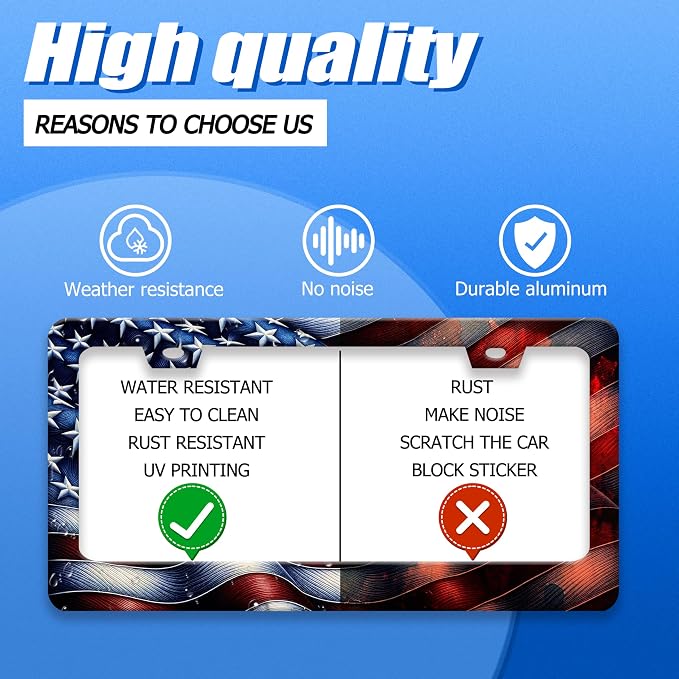Personalised License Plate Frame American Flag USA License Plate Stainless - Image 4