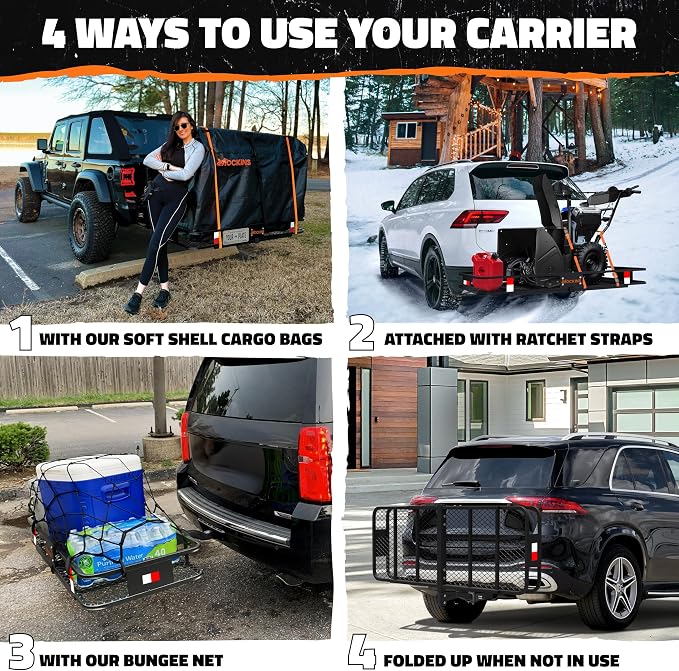 Mockins 60"x24"x6" Weatherproof Trailer Hitch Cargo Carrier & 25 Cu.Ft. - Image 4