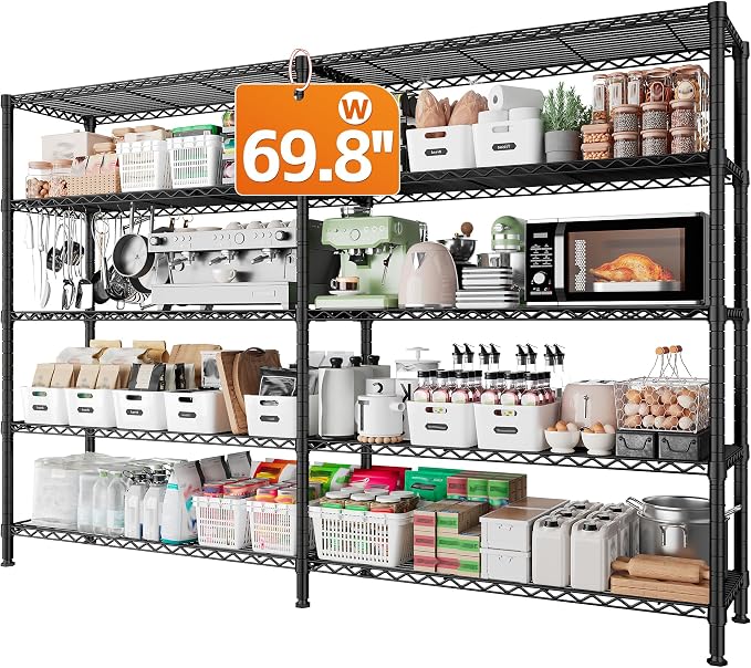 REIBII 1600LBS Storage Shelves Metal Shelving 5 Tier Wire Shelving Unit by REIBII