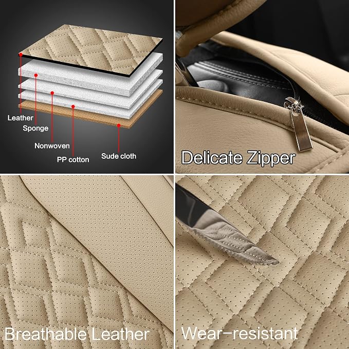 Pariitadin Leather Car Seat Covers Front Pair, Waterproof Breathable Faux - Image 6