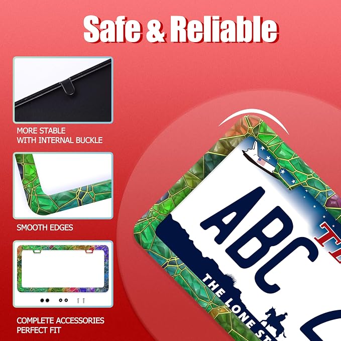 Colored Gemstone Patterns License Plate Frame Funny License Plate Frames - Image 2