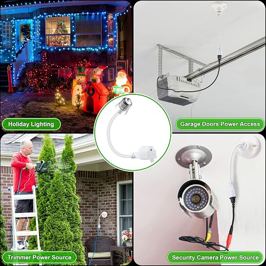 Feekoon 2 Pack 3 Outlet Light Socket Adapter, Convert E26/E27 Bulb Socket to 3 - Image 7
