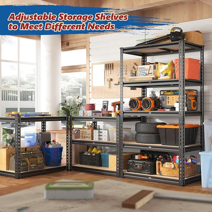 REIBII Storage Shelves 1600LBS Garage Shelving Heavy Duty Metal Shelving 5 Tier - Image 4