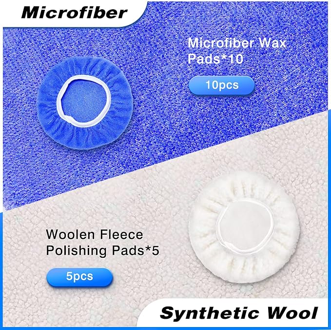 7 to 8 Inch Car Polisher Pad Bonnet, 10*Microfiber+5*Woollen - Image 3