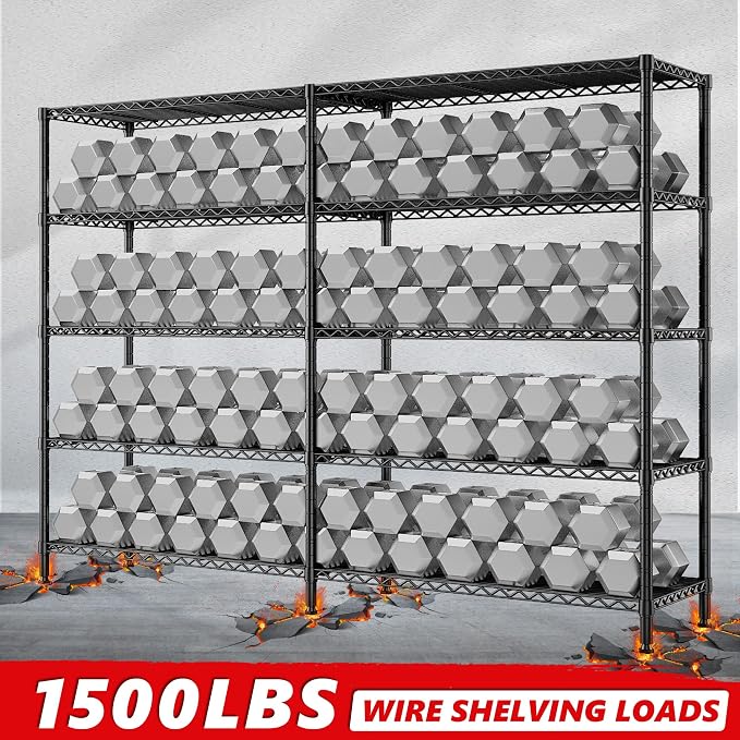 REIBII 1500LBS Storage Shelves Metal Shelving Unit 61.7''W Wire Shelving - Image 4