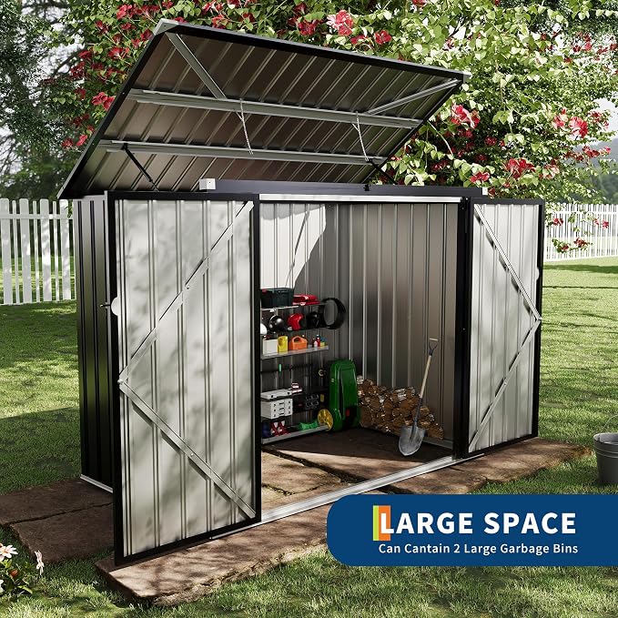 Outdoor Trash Can Storage 2 Binsgarbage Bin Storage Shed, 3x6 FT Garbage Bin - Image 6