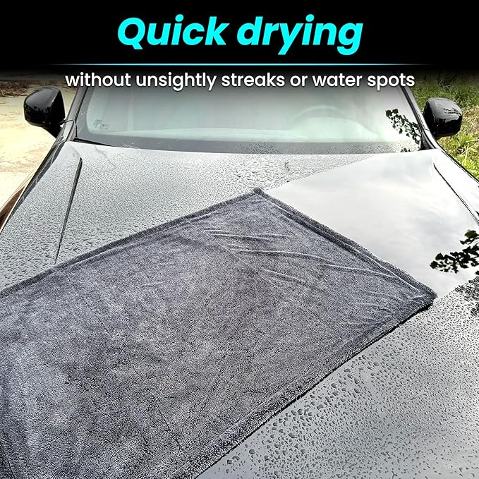 2 Pack 1300 GSM Car Drying Towel, Double-Sided Microfiber Towels - Image 3