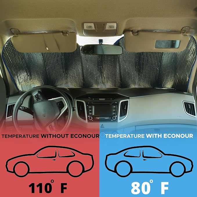 EcoNour Accordion Car Windshield Sun Shade | Reflective Car Window Shades - Image 6