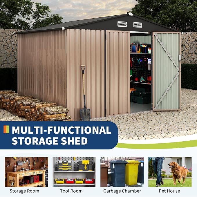 8x10 FT Metal Storage Sheds Outdoor - Image 3