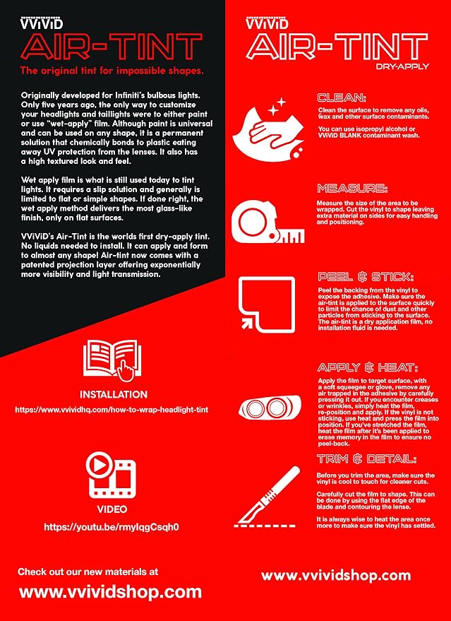 VViViD Air-Tint Extra-Wide Headlight Taillight Vinyl Tint Wrap 16 Inch x 48 - Image 4