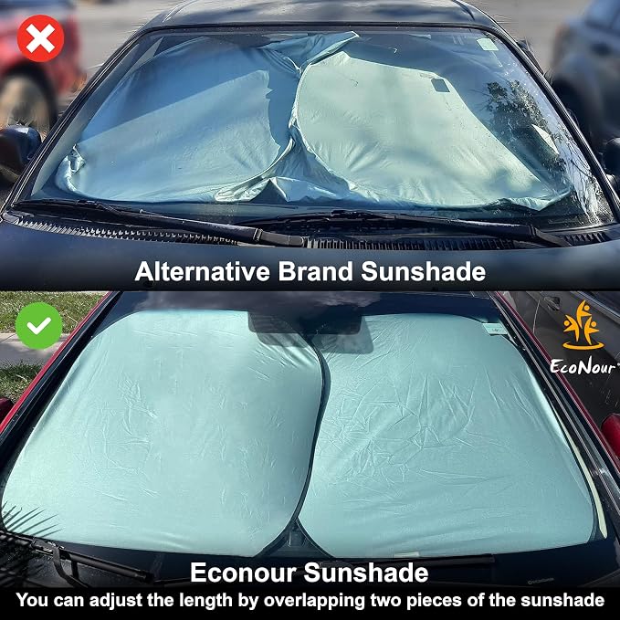 EcoNour 2 Piece Sunshade for Car Windshield | Durable 240T Polyester Car - Image 3
