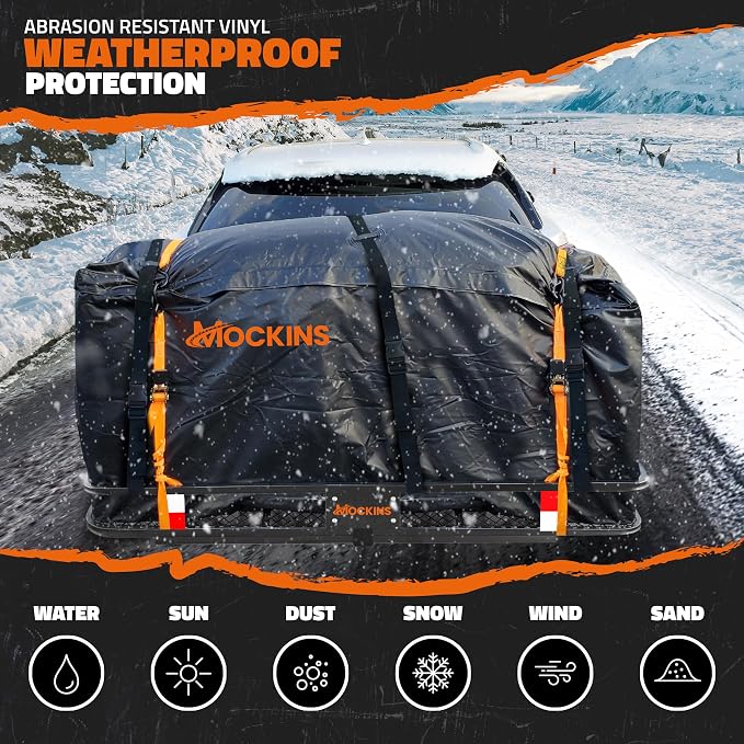 Mockins 60"x24"x6" Weatherproof Trailer Hitch Cargo Carrier & 25 Cu.Ft. - Image 3