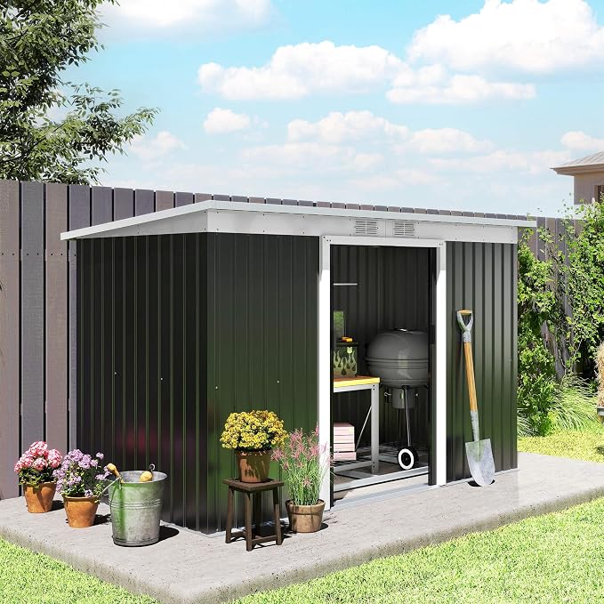 Outsunny 9' x 4' Outdoor Storage Shed, Metal Garden Tool House by Outsunny