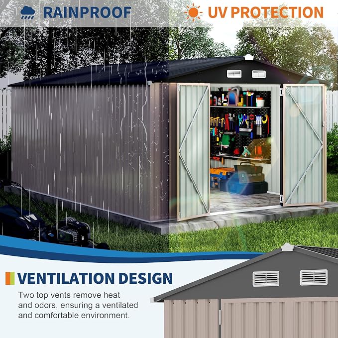 10x14 FT Metal Storage Sheds Outdoor, Metal Yard Sheds Garden Shed Kit - Image 5