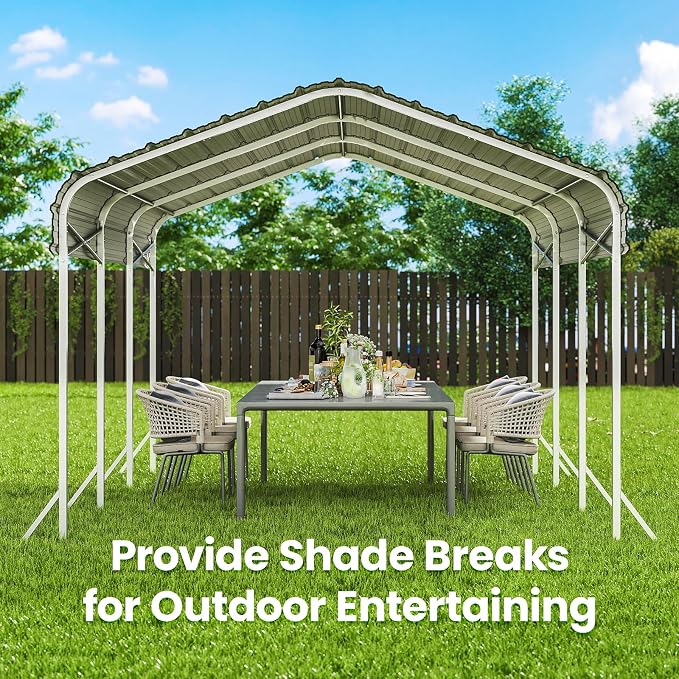 10x15 Carport, Heavy Duty Metal Car Port, All-Weather Protection, Easy Assembly - Image 7