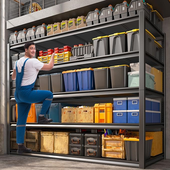 REIBII 48.2" W Garage Shelving Heavy Duty Metal Shelving 3000LBS Storage - Image 2