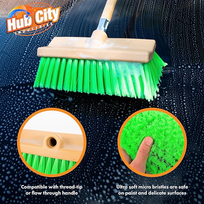 Hub City Industry 10- inch Car Wash Brush, Bi- Level Brush, Soft Nylon Bristle - Image 5