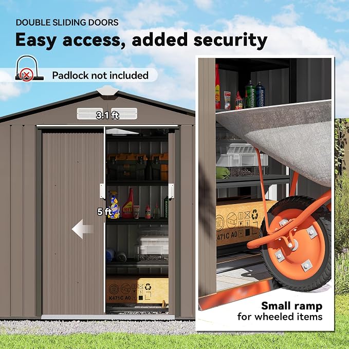 Outsunny 7' x 4' Outdoor Storage Shed, Garden Tool Metal Shed - Image 4