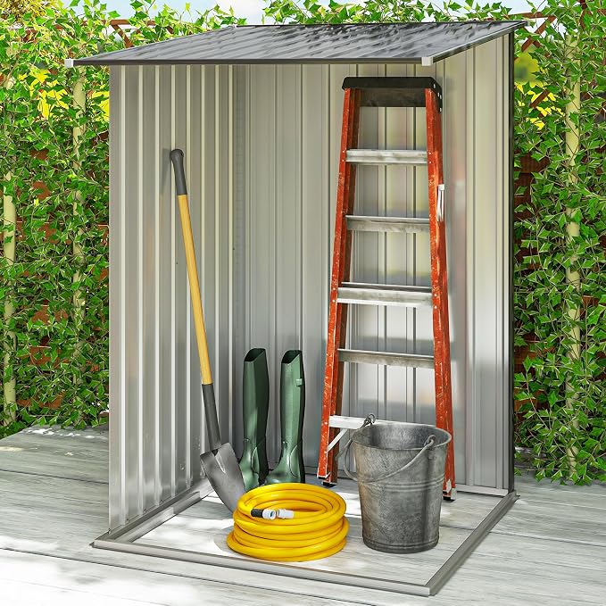 Outsunny 3.3' x 3.4' Outdoor Storage Shed, Metal Garden Tool House - Image 6