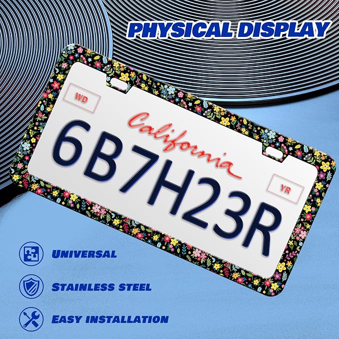 Colorful Folk Floral License Plate Frame Flower License Plate Holder - Image 3