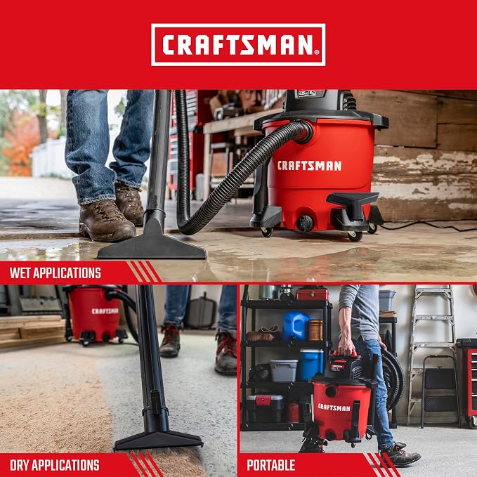 CRAFTSMAN CMXEVBE17590 9 Gallon 4.25 Peak HP Wet Dry Vac, Portable Shop Vacuum - Image 6