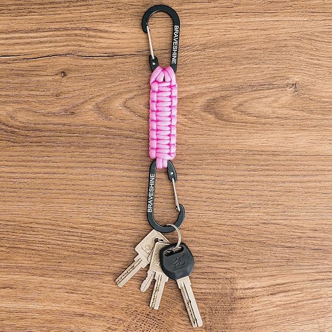 BRAVESHINE Paracord Keychain Carabiner Clip, D Ring Lanyard Hanger Stroller Hook - Image 4