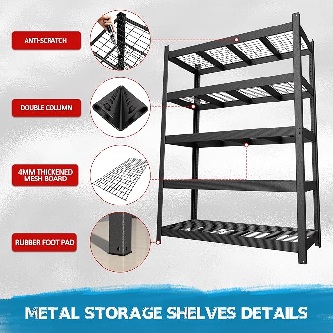 MUPATER 60.04”W × 24.02”D × 80.71”H Metal Storage Shelves, 3000 LBS Heavy Duty - Image 7
