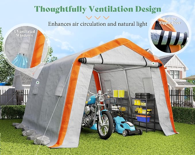 AMERLIFE 10.5x12x8 FT Heavy Duty Portable Shed Storage Shelter, Outdoor Storage - Image 4