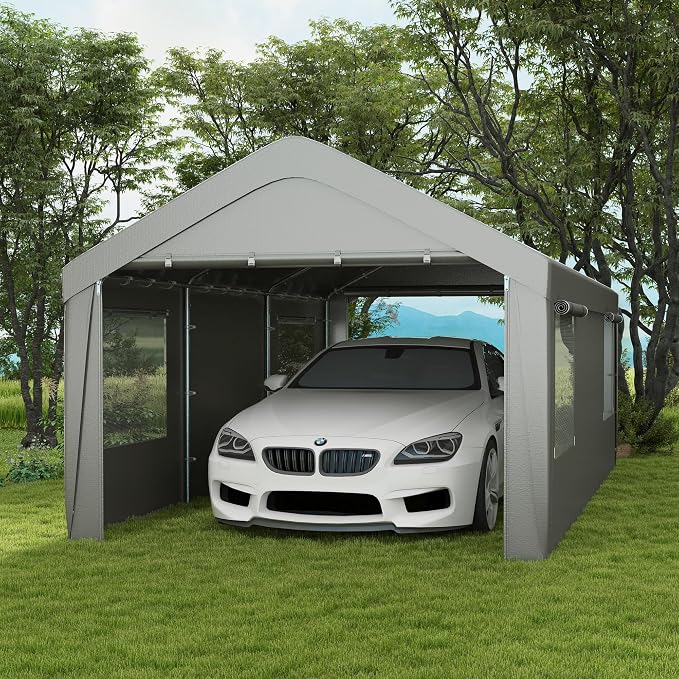 Outsunny Carport 10' x 20' Portable Garage, Heavy Duty Car Port Canopy - Image 2