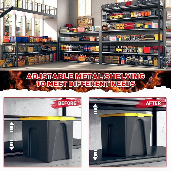REIBII 84“H Garage Shelving Heavy Duty Storage Shelves 3500 LBS Adjustable - Image 6