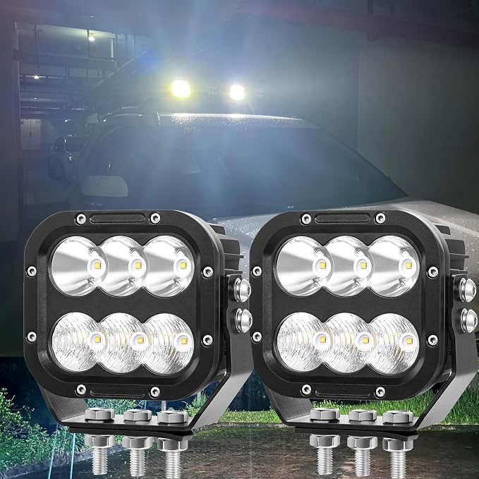 Cube LED Off Road Lights, 5 Inch 120W 10000lm IP68 LED Driving Lights Pods - Image 4