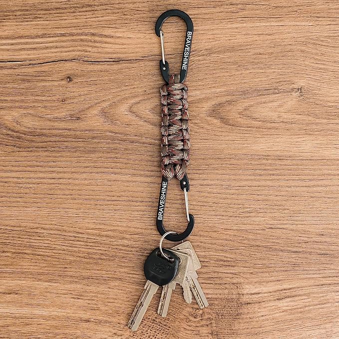 BRAVESHINE Paracord Keychain Carabiner Clip, D Ring Lanyard Hanger Stroller Hook - Image 4