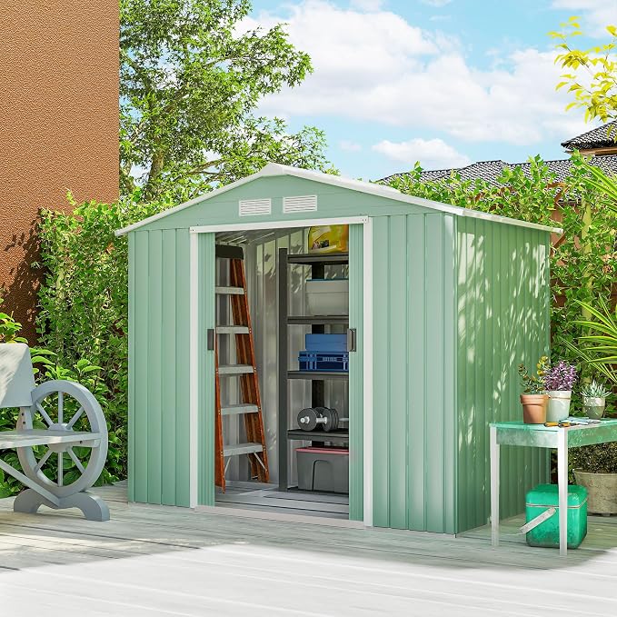 Outsunny 7' x 4' Outdoor Storage Shed, Garden Tool Metal Shed by Outsunny
